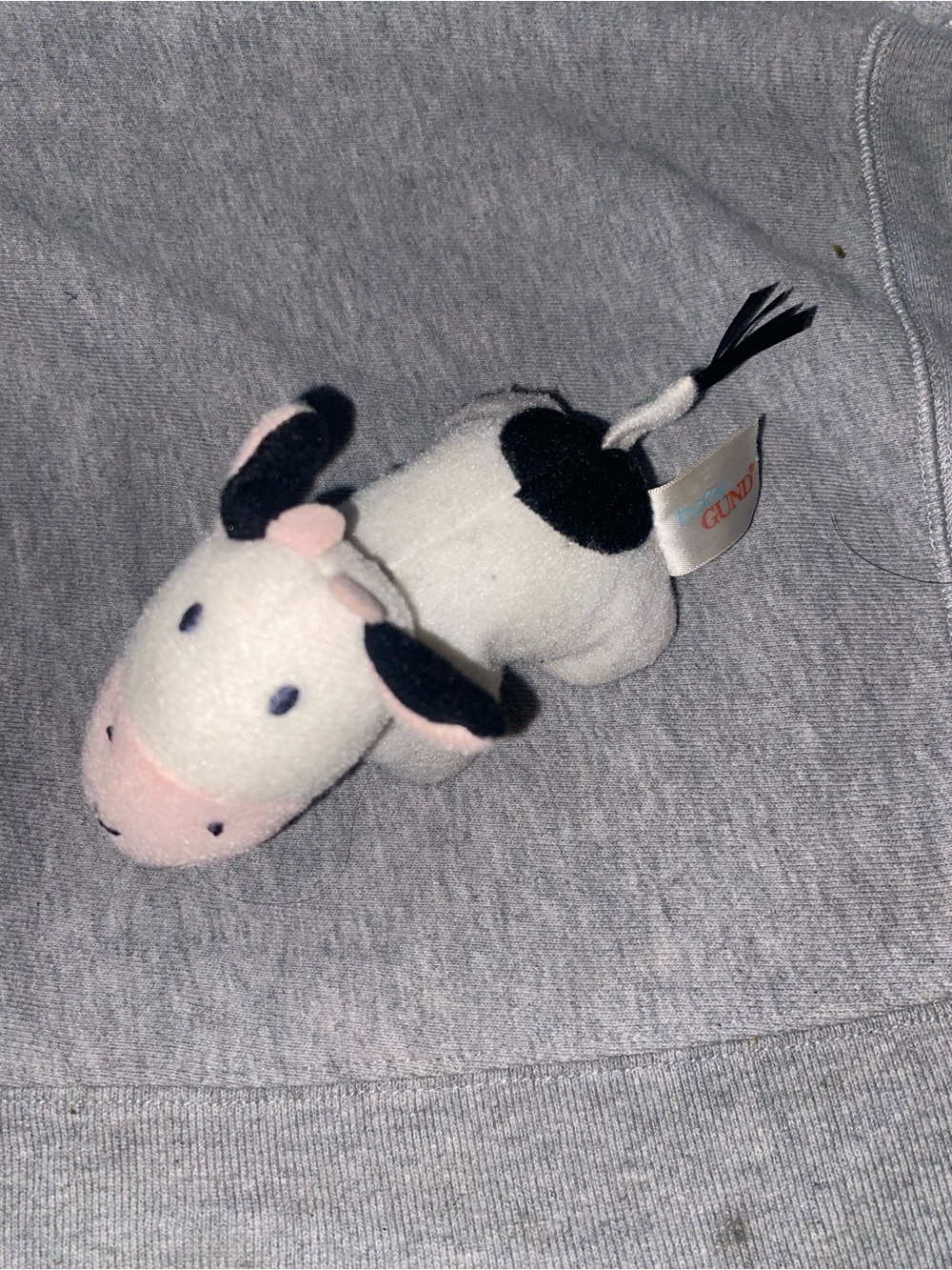 GUND White Plush Cow with Pink Accents and Black Spots